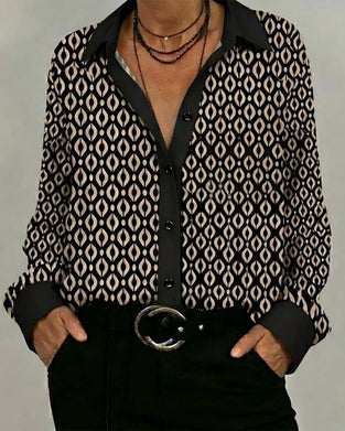 Hemd Geometrisch Colorblock Patchwork