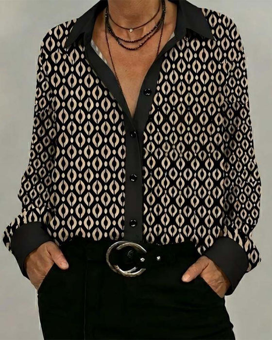 Hemd Geometrisch Colorblock Patchwork