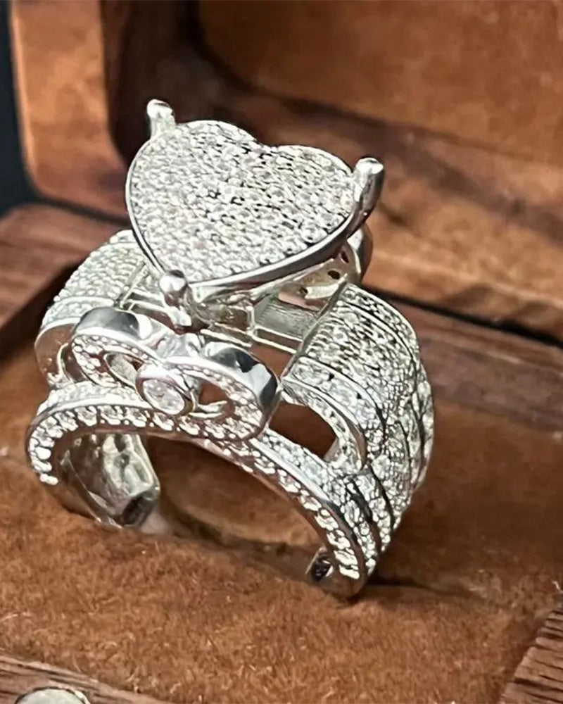 Pave Herzförmiges Ring-Set für Damen