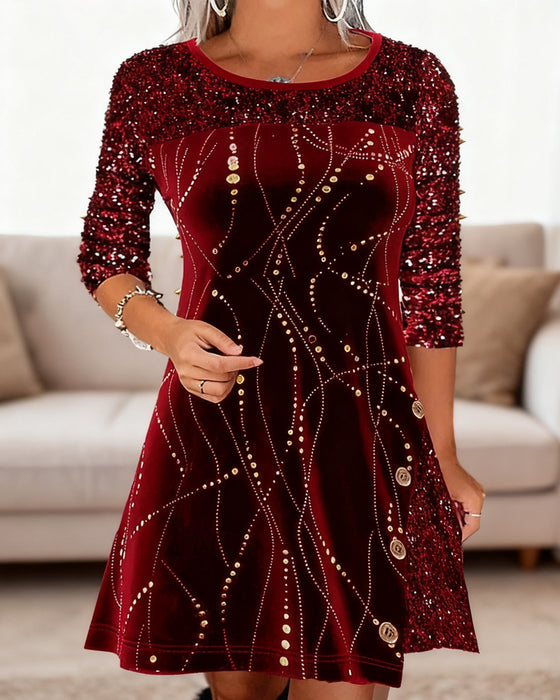 Kleid Mit Pailletten- Und Velvet-Panel-Details