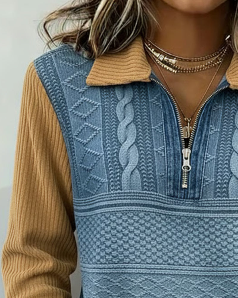 Sweatshirt mit Color-Blocking und Jacquard