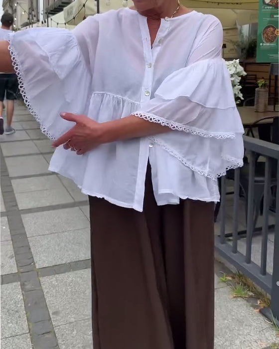 Mehrlagige Bluse mit Glockenärmeln