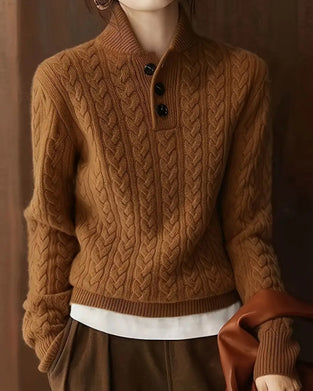 Pullover Stehkragen Zopfmuster