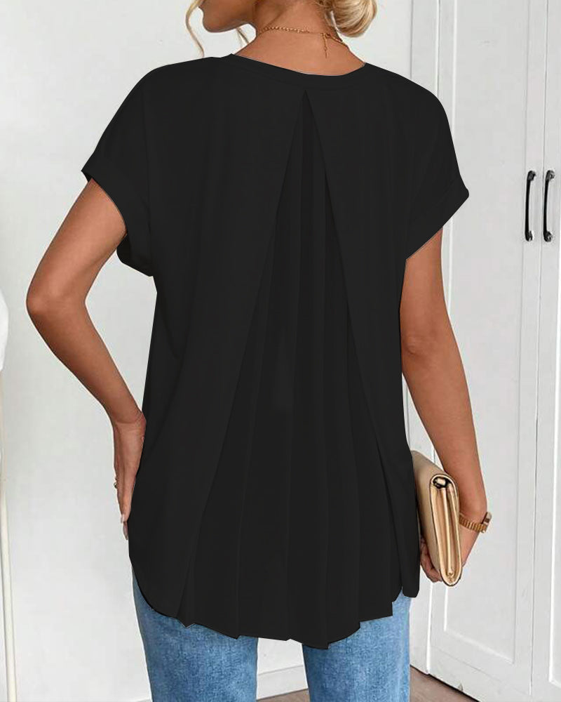 T-Shirt kurzärmelig einfarbig Patchwork