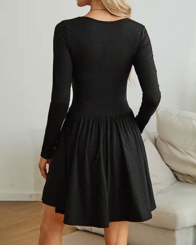 Kleid Quadratischer Ausschnitt Spitze Taille A-Linie