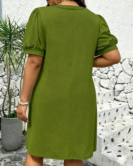 Kleid Blasenärmel A-Linie Lässig