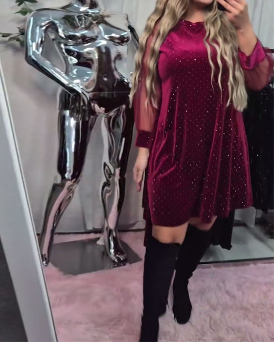 Kleid Mesh Langarm Elegant