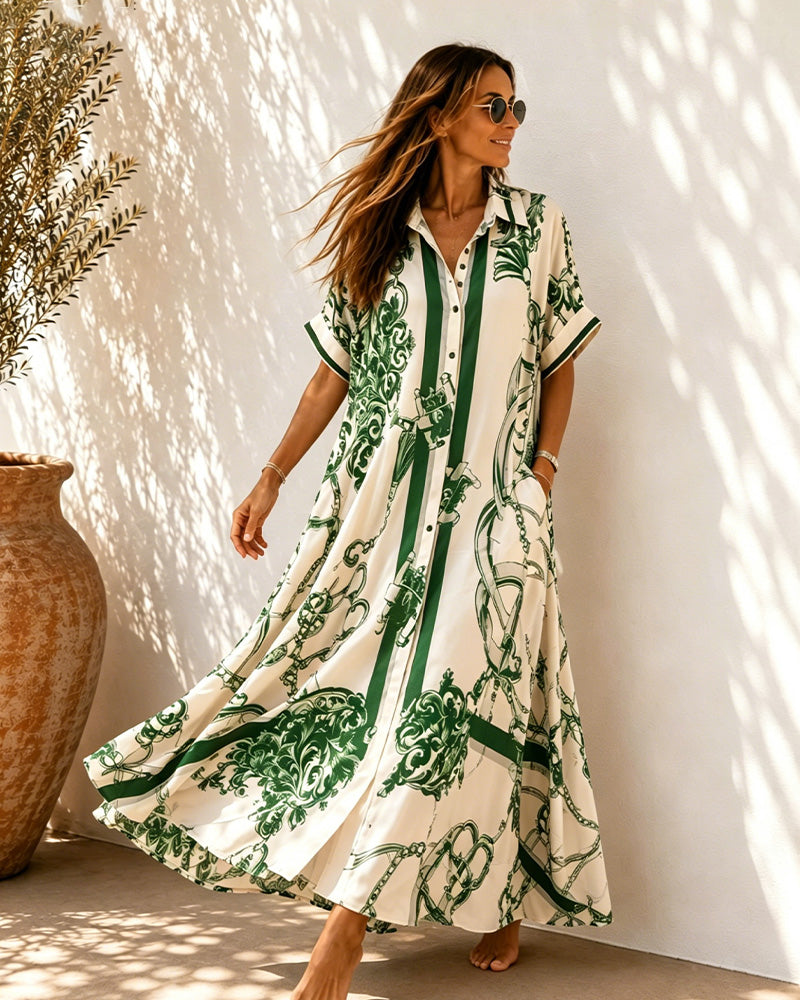 Kleid Vintage Schnörkel Revers Hemd