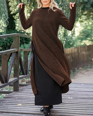 Kleid casual warm Seitenschlitz lang