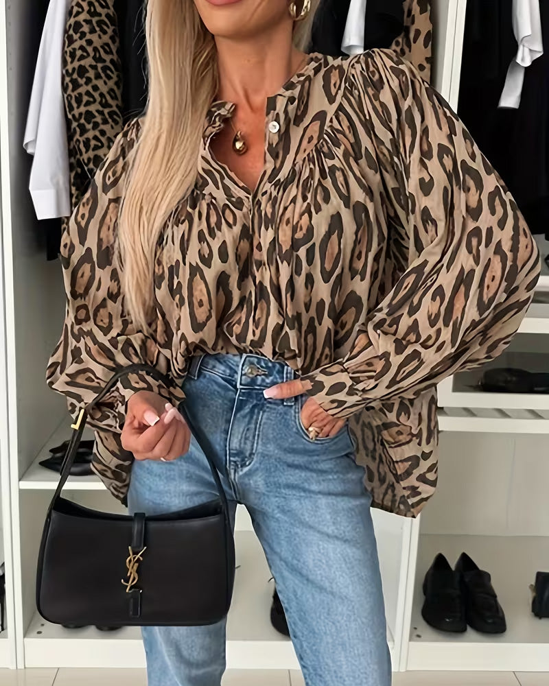 Langarm‑Bluse Mit Leopardenmuster