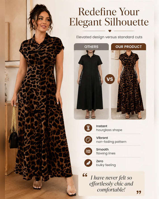 Kleid Lässig Leopardenmuster Maxi