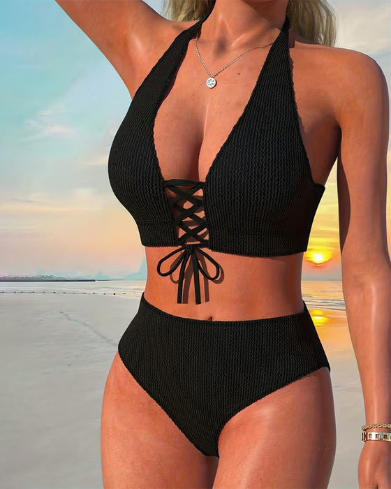 Bikini Mode Strukturiert Neckholder Binden
