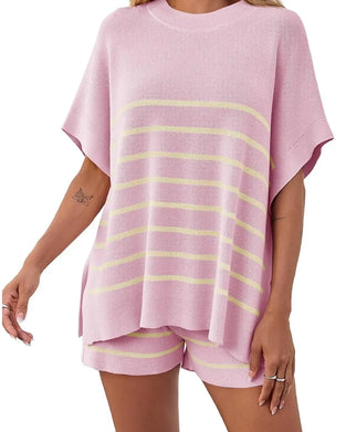 Set Streifen Locker Freizeit Shorts