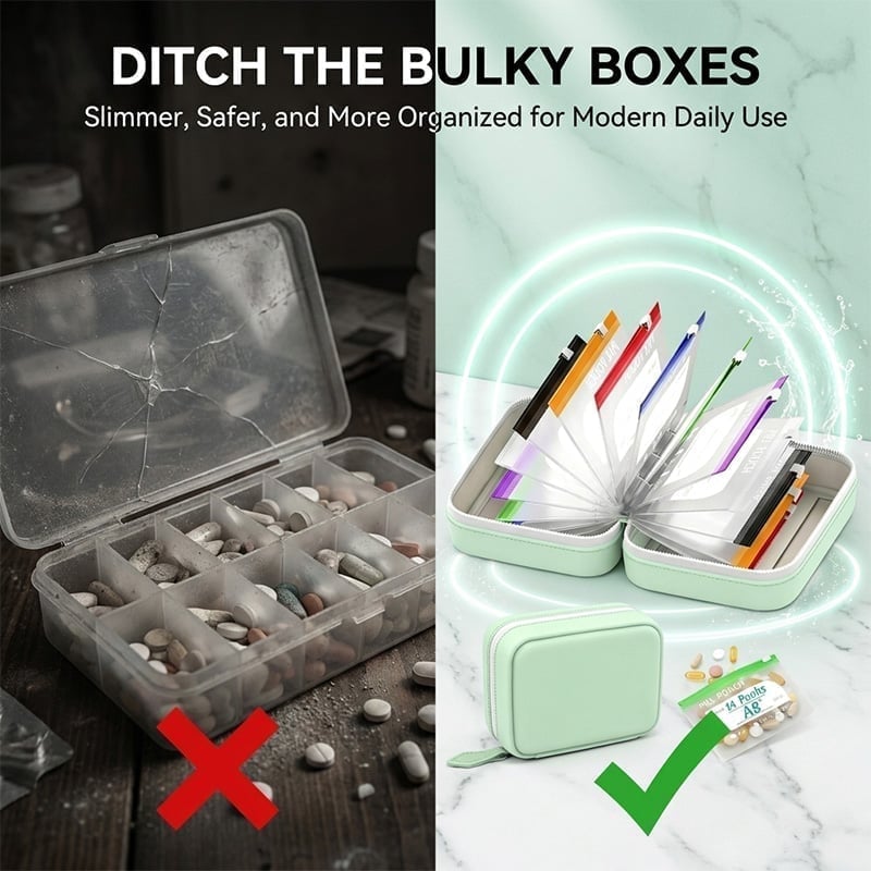 Premium wasserdichtes PU-Reise-Pillenbox-Set