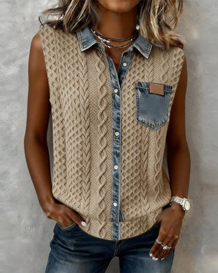 Top Patchwork Denim Mode