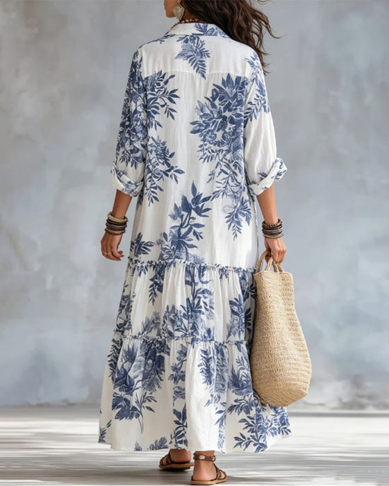Kleid Lässig Bedruckt Revers