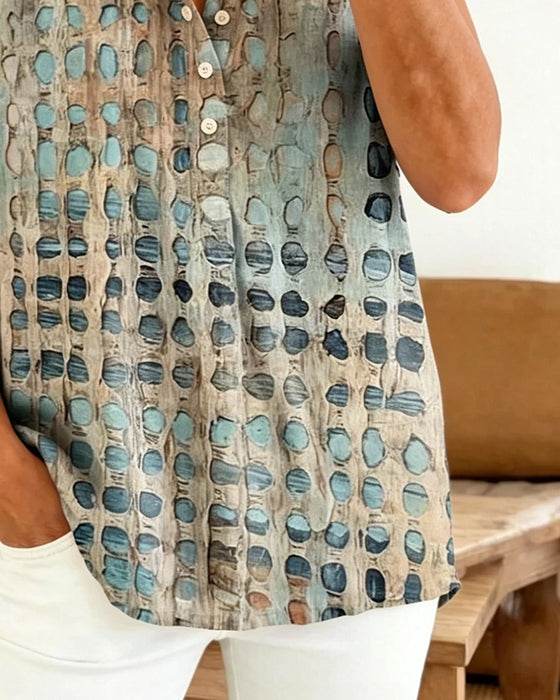 Lässige Gepunktete Bluse Mit Knöpfen