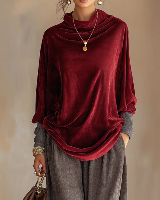 Bluse Drapierter Ausschnitt Lässig