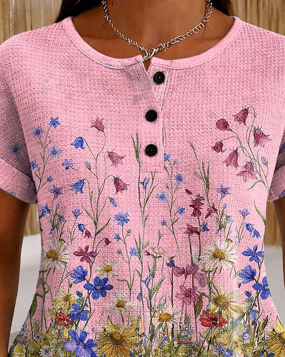 Oberteil Henley Wildblume Daisy Waffel