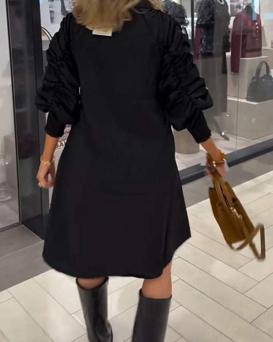 Kleid modisch Hemdkragen einfarbig