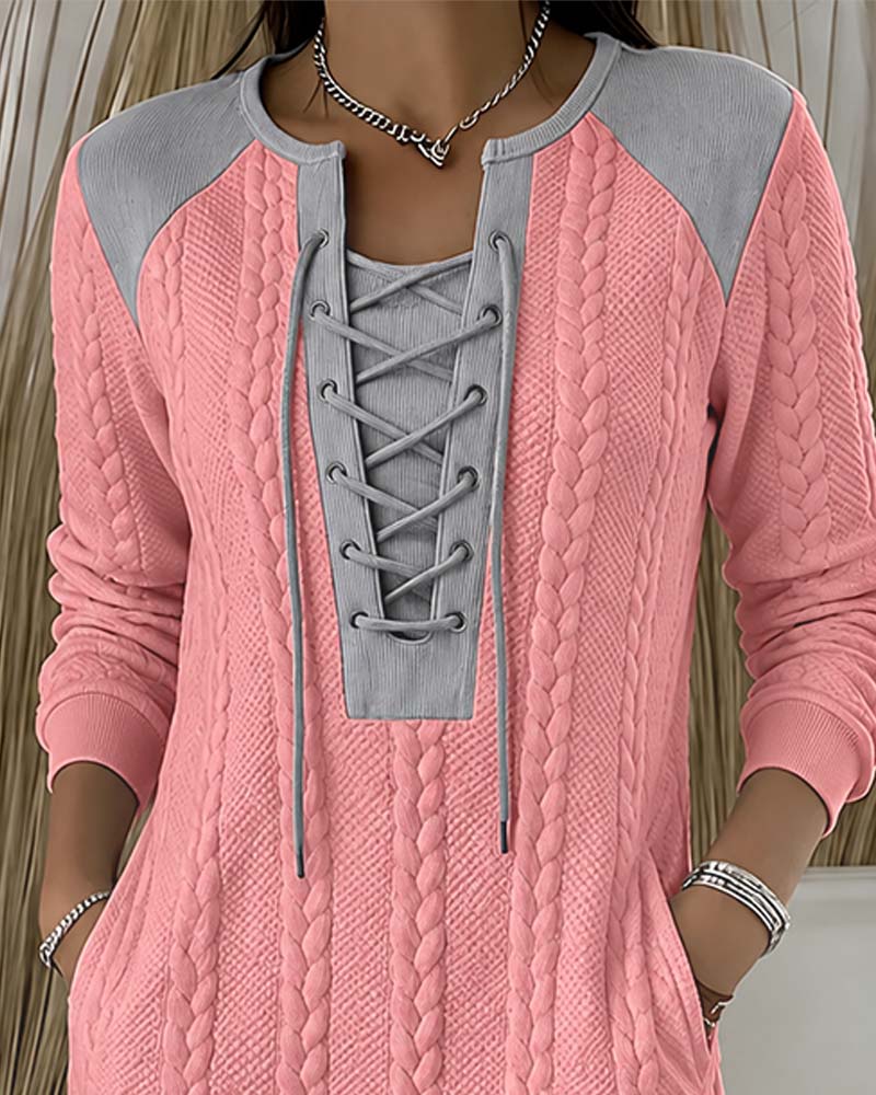 Kleid Binden Mode Farbblock