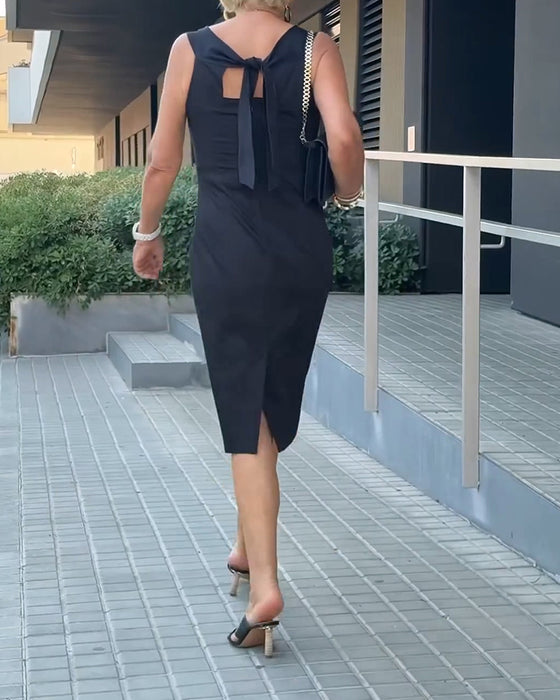 Kleid Quadratausschnitt Einfarbig