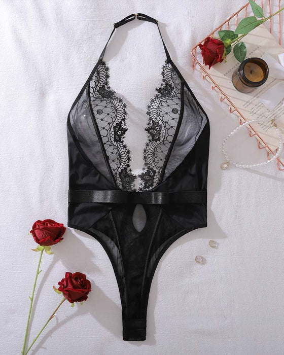 Durchsichtige rückenfreie One-Piece-Unterwäsche mit Ausschnitten