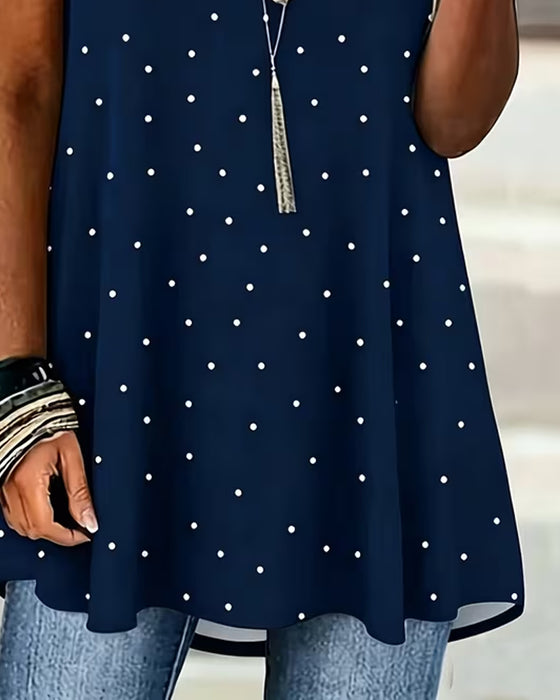 Bluse Polka Dot A-Linie Kurzarm
