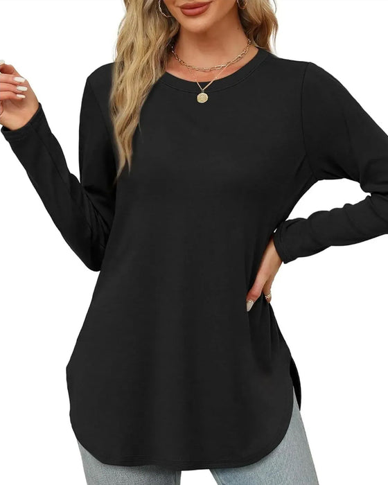 Einfarbiges Langarm‑Top