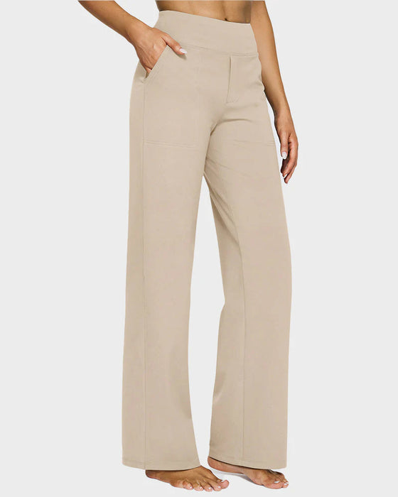 Hose Damen High Waist Stretch Casual Yoga Weites Bein