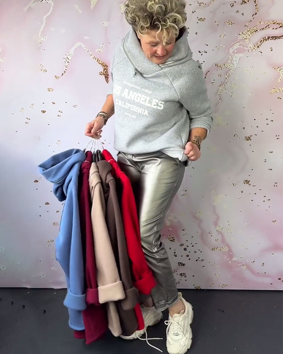Sweatshirt Mit Kapuze Schriftzug Reißverschluss Casual