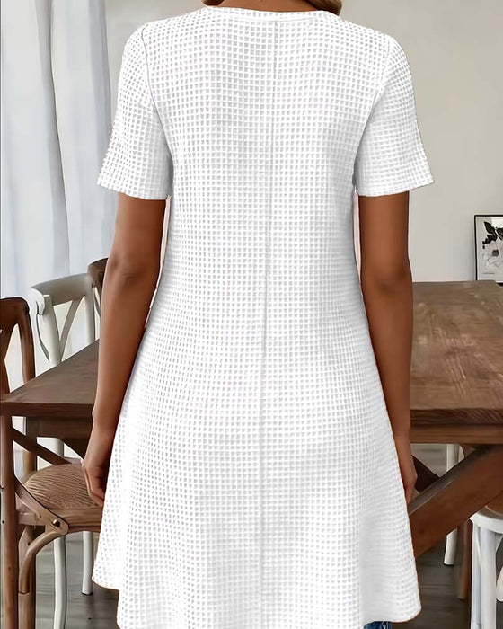 T-Shirt Waffel Henley Ausschnitt Midi
