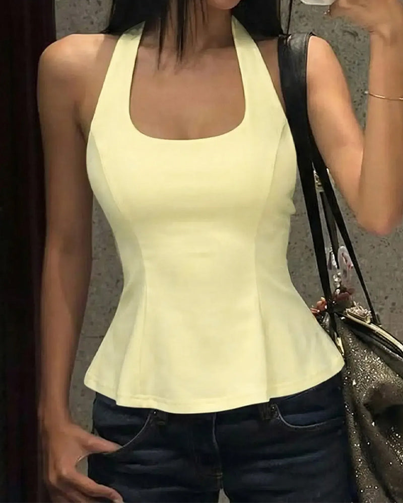 Tank Tops Halter Quadratischer Ausschnitt Schick