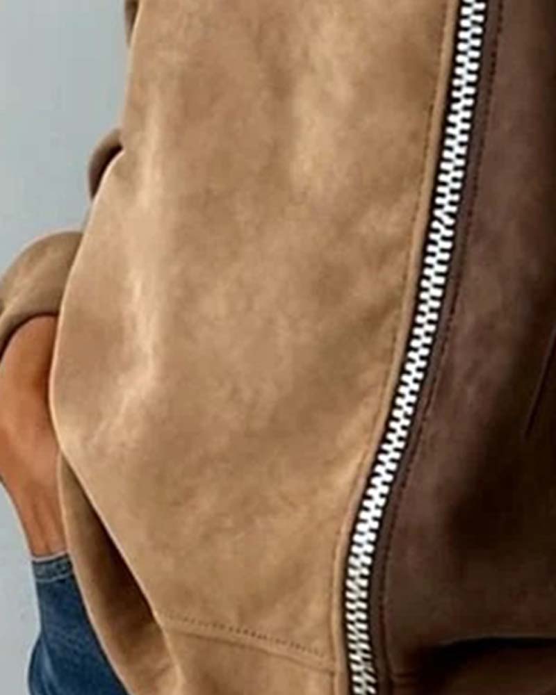 Hoodie Mit Kapuze Kordelzug Kontrast Reißverschluss
