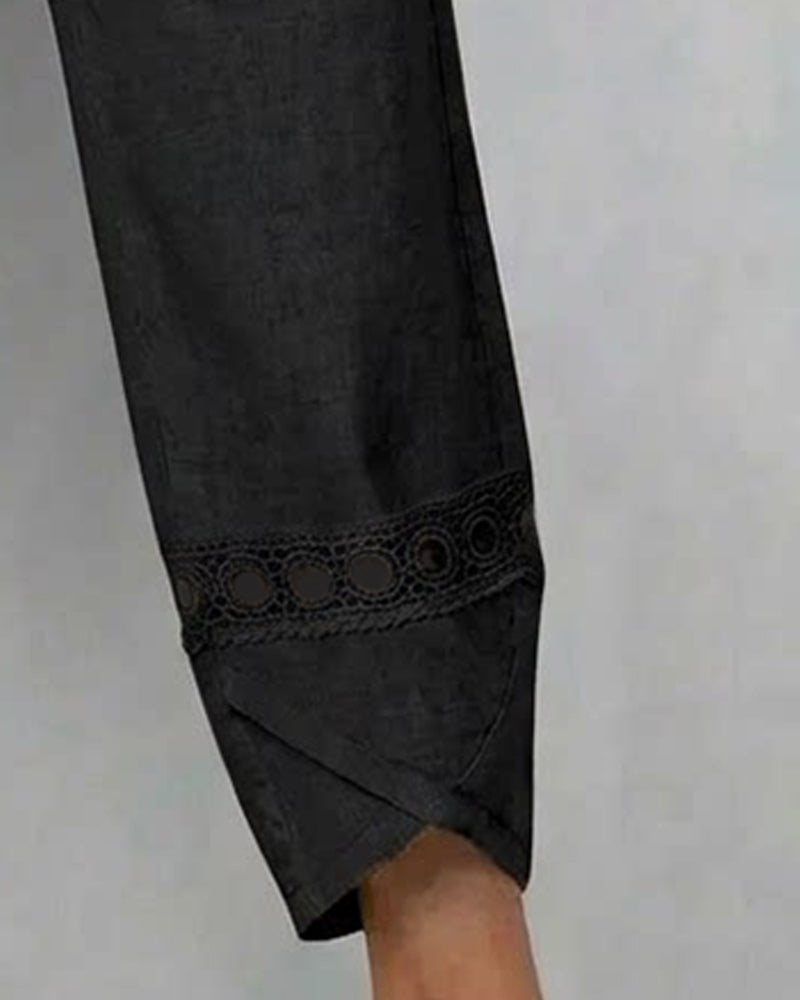 Hose Unifarben durchbrochen Casual