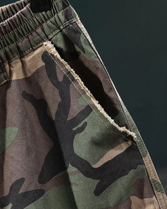 🔥 Herren Cargo-Shorts Camouflage Mit Nieten
