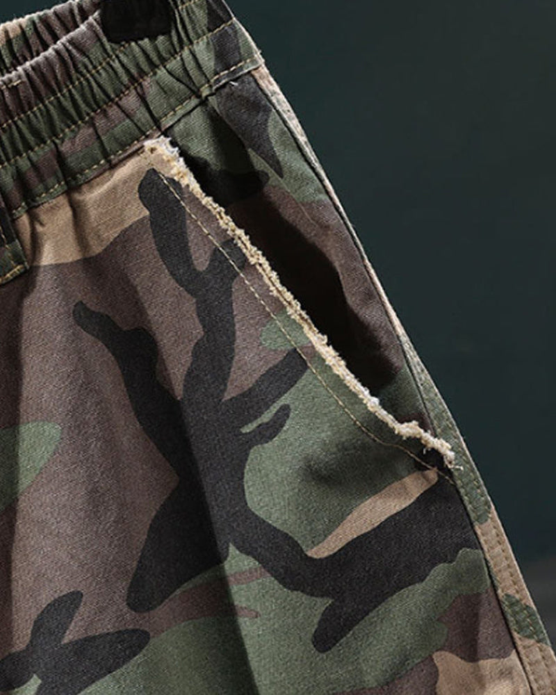 🔥 Herren Cargo-Shorts Camouflage Mit Nieten