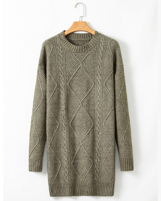 Strickkleid, lässig, Rundhalsausschnitt, einfarbig