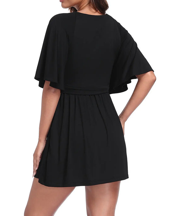 Kleid V-Ausschnitt Taillenbetonender Overall