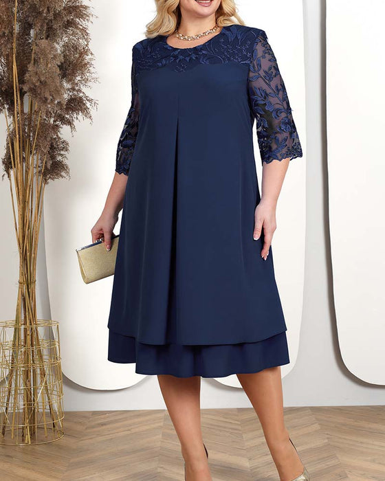 Kleid lässig locker bestickter Chiffon