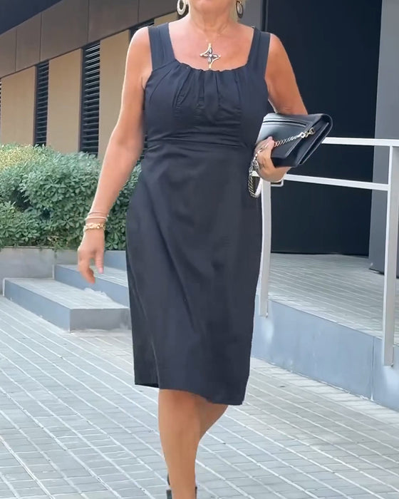 Kleid Quadratausschnitt Einfarbig