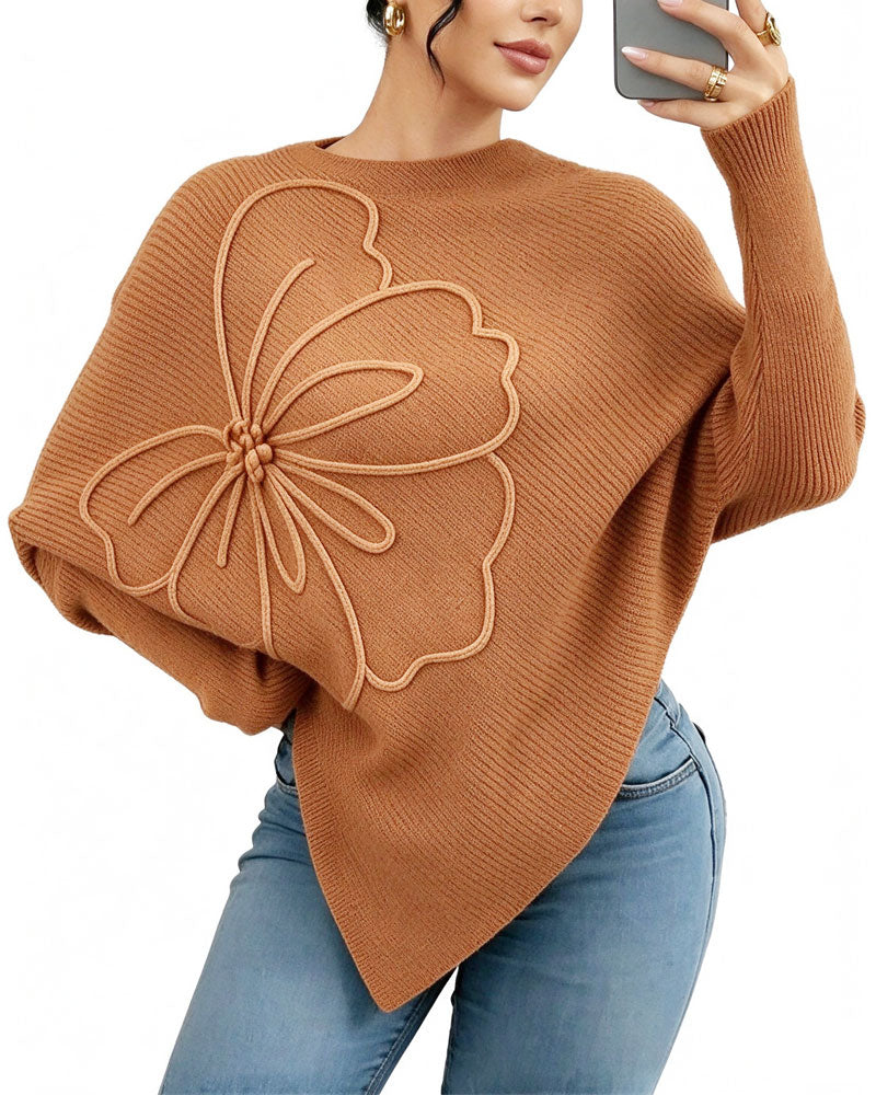 Pullover Stilvoll Blumig Unregelmäßig