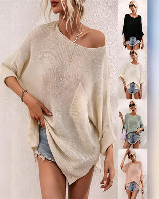 Pullover Einfarbig Mit Tasche