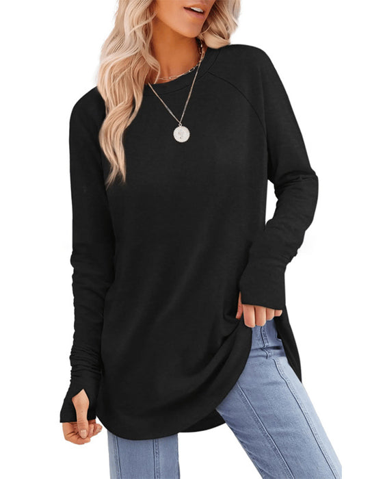 Rundhalsausschnitt Raglan Colorblock Langarmshirt
