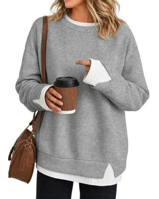 Sweatshirt Gefälscht Geschichtet Locker Langarm