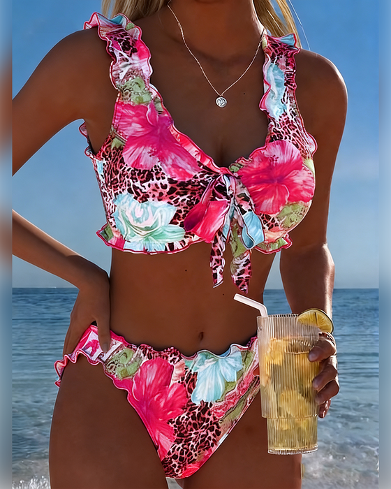 Bikinis Blumen Leopard Patchwork