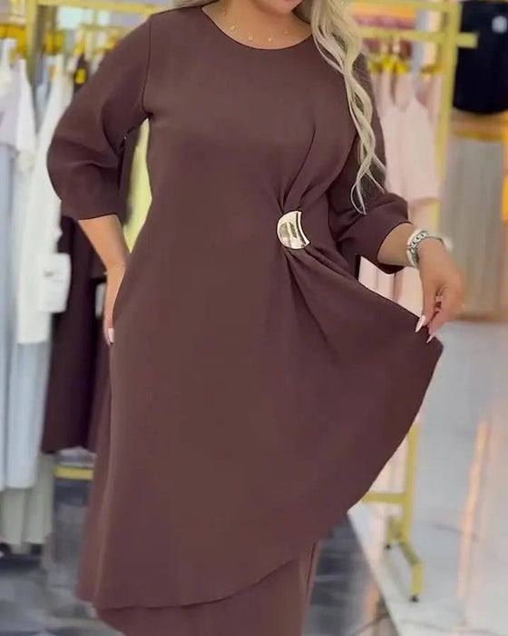 Kleid Plus Size Stilvoll Twist Knoten