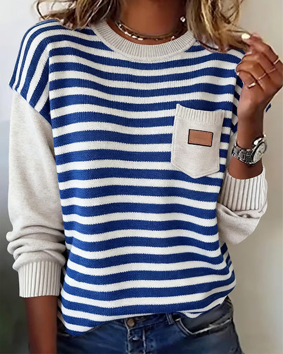 Casual Pullover mit Kontraststreifen