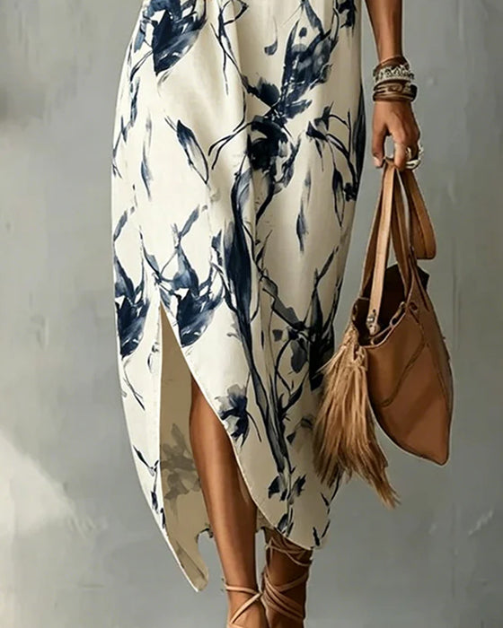 Kleid Tintenblau Stehkragen Ärmellos