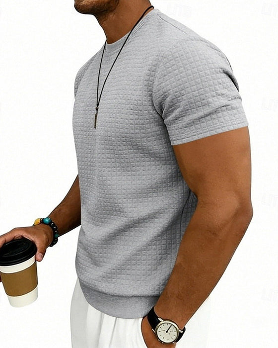 T-Shirt Gerippt Rundhals Kurzarm